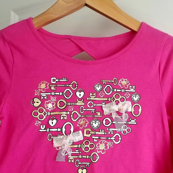 Justice Other - Justice Girls Top Hot Pink Heart